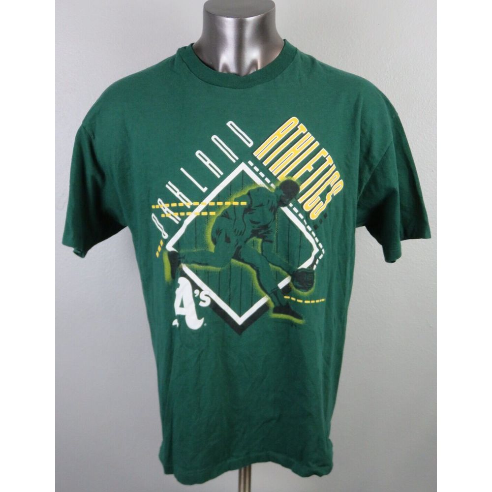 Vintage Oakland A's T Shirt Size XL 1994 Single Stitch Green Short Sleeve Hanes